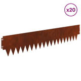 Lawn Edging 20 pcs 103 x 20 cm metal Rusty - Side View