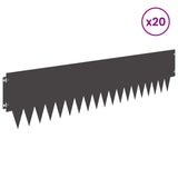 Lawn Edging 20 pcs 103 x 25 cm metal Black - Side View