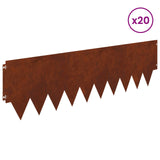 Lawn Edging 20 pcs 103 x 30 cm metal Rusty