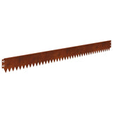 Lawn Edging 20 pcs 103 x 10 cm Steel Rusty - Close-Up Angle