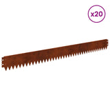Lawn Edging 20 pcs 103 x 10 cm Steel Rusty