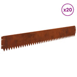 Lawn Edging 20 pcs 103 x 15 cm Steel Rusty - Side View
