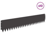 Lawn Edging 10 pcs 103 x 20 cm Steel Black - Side View
