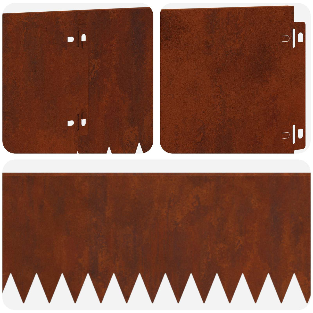 Lawn Edging 10 pcs 103 x 20 cm Steel Rusty