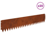 Lawn Edging 20 pcs 103 x 20 cm Steel Rusty - Side View