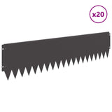 Lawn Edging 20 pcs 103 x 25 cm Steel Black - Side View