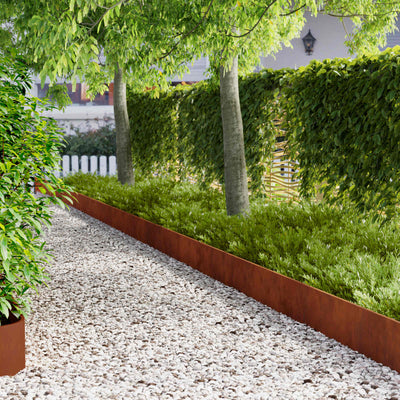 Lawn Edging 10 pcs 103 x 25 cm Weathering Steel Rusty
