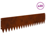 Lawn Edging 20 pcs 103 x 25 cm Steel Rusty - Side View