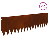 Lawn Edging 10 pcs 103 x 30 cm Steel Rusty - Side View