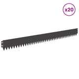 Lawn Edging 20 pcs 103 x 10 cm Steel Black - Side View