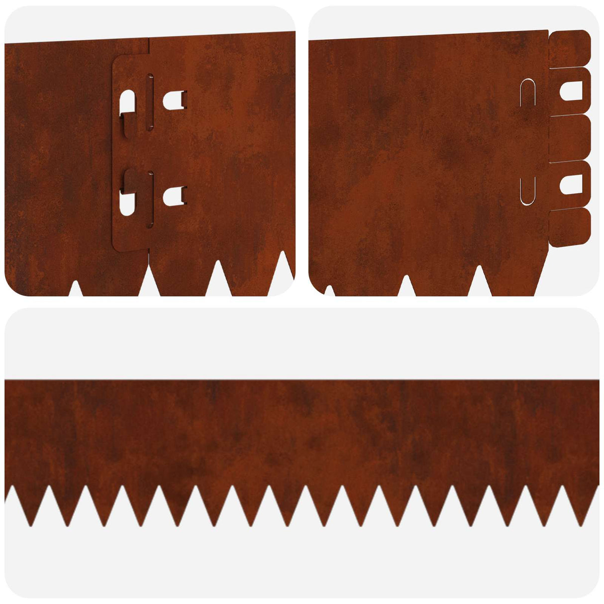 Lawn Edging 10 pcs 103 x 10 cm Steel Rusty