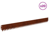 Lawn Edging 20 pcs 103 x 10 cm Steel Rusty