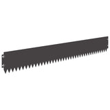 Lawn Edging 20 pcs 103 x 15 cm Steel Black - Front View