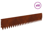 Lawn Edging 10 pcs 103 x 20 cm Steel Rusty