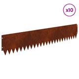 Lawn Edging 10 pcs 103 x 20 cm Steel Rusty - Side View