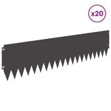 Lawn Edging 20 pcs 103 x 25 cm Steel Black - Side View
