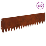 Lawn Edging 10 pcs 103 x 25 cm Steel Rusty - Side View