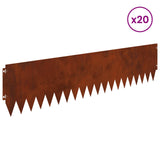 Lawn Edging 20 pcs 103 x 25 cm Steel Rusty - Side View