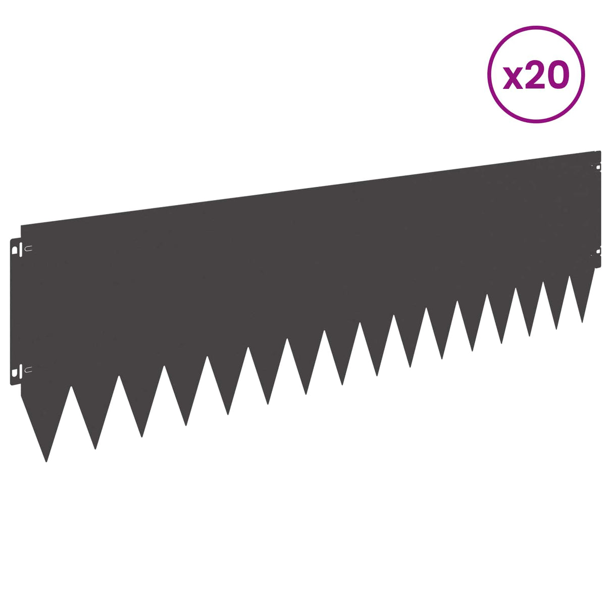 Lawn Edging 20 pcs 103 x 30 cm Steel Black