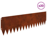 Lawn Edging 20 pcs 103 x 30 cm Steel Rusty - Side View