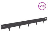 Lawn Edging 10 pcs 100 x 12 cm Steel Black - Side View