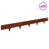 Lawn Edging 20 pcs 100 x 12 cm Steel Rusty