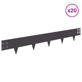 Lawn Edging 20 pcs 100 x 15 cm Steel Black - Side View