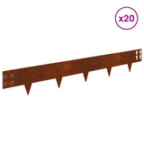 Lawn Edging 20 pcs 100 x 15 cm Steel Rusty - Side View