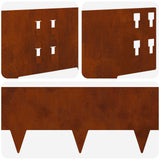 Lawn Edging 10 pcs 100 x 20 cm Steel Rusty