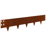 Lawn Edging 20 pcs 100 x 20 cm Steel Rusty - Close-Up Angle