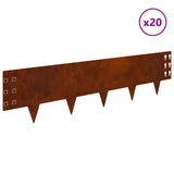 Lawn Edging 20 pcs 100 x 25 cm Steel Rusty