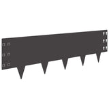 Lawn Edging 10 pcs 100 x 30 cm Steel Black - Front View