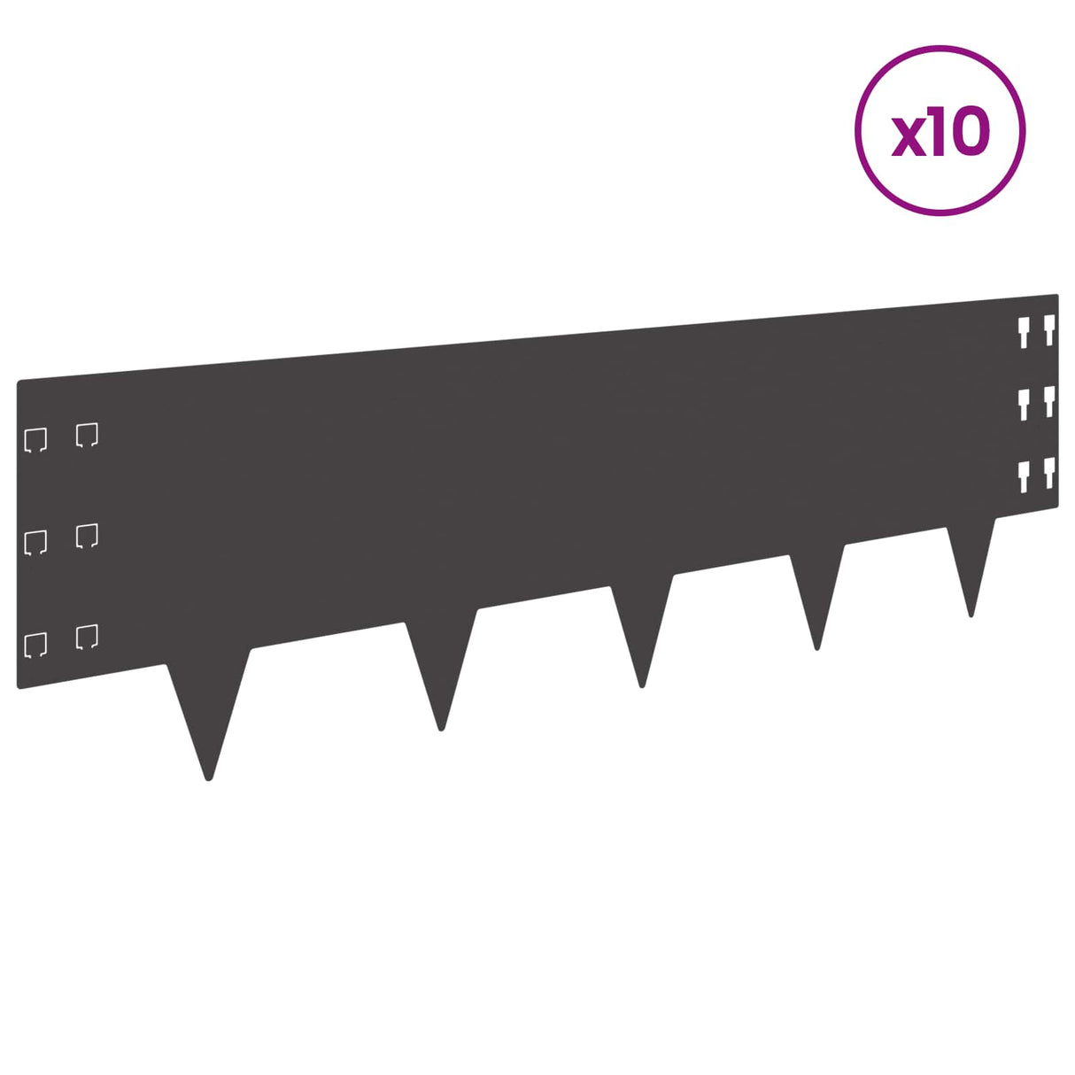 Lawn Edging 10 pcs 100 x 30 cm Steel Black