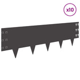 Lawn Edging 10 pcs 100 x 30 cm Steel Black - Side View