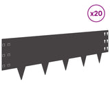 Lawn Edging 20 pcs 100 x 30 cm Steel Black - Side View