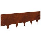 Lawn Edging 20 pcs 100 x 30 cm Steel Rusty