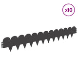 Lawn Edging 10 pcs 103 x 15 cm Steel Black - Side View
