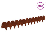 Lawn Edging 10 pcs 103 x 15 cm Steel Rusty