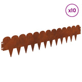Lawn Edging 10 pcs 103 x 20 cm Steel Rusty