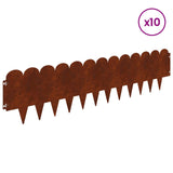 Lawn Edging 10 pcs 103 x 25 cm Steel Rusty - Side View