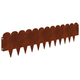 Lawn Edging 20 pcs 103 x 25 cm Steel Rusty - Front View