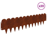 Lawn Edging 20 pcs 103 x 25 cm Steel Rusty - Side View