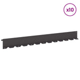 Lawn Edging 10 pcs 102 x 10 x 4 cm Steel Black - Side View