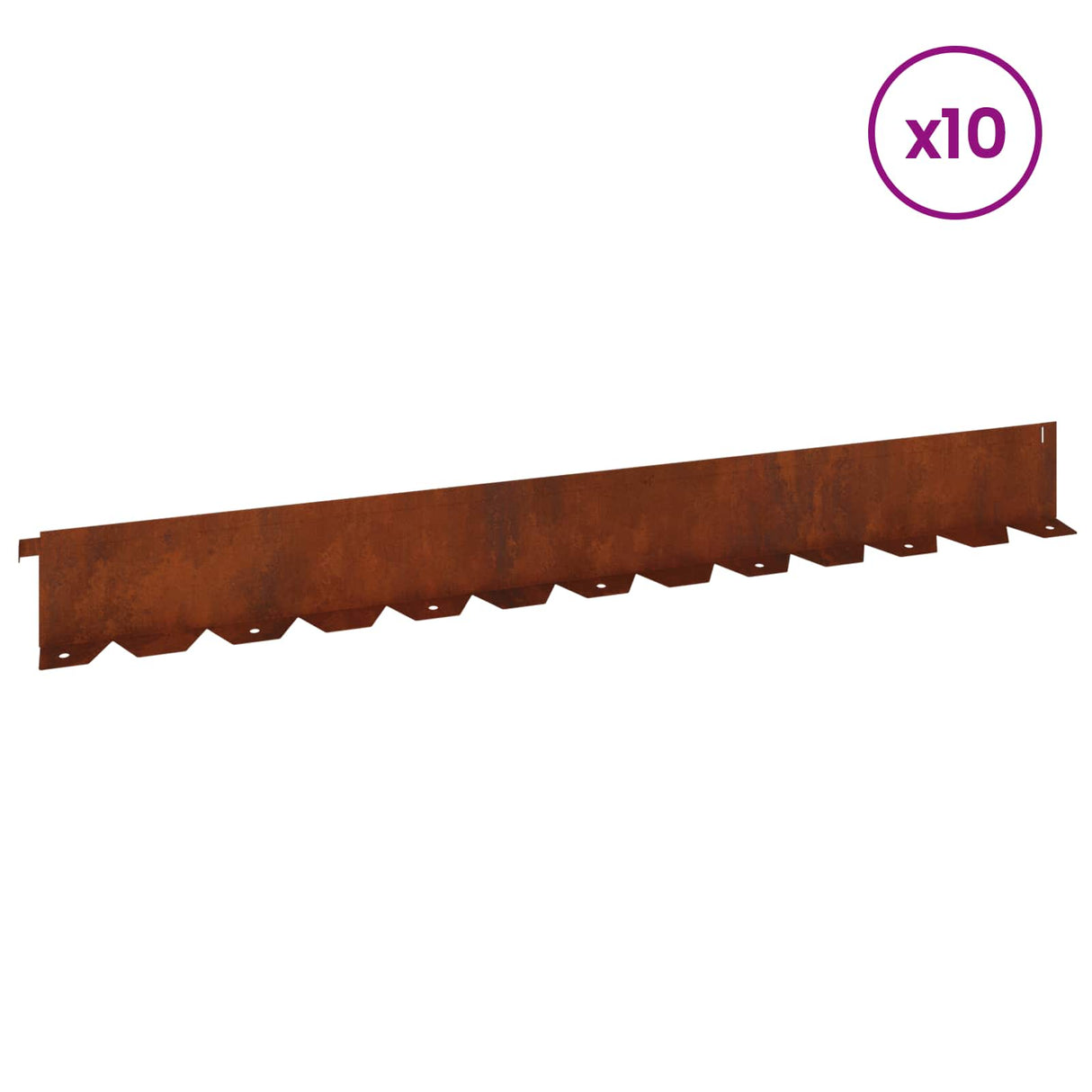 Lawn Edging 10 pcs 102 x 10 x 4 cm Steel Rusty