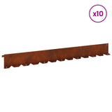 Lawn Edging 10 pcs 102 x 10 x 4 cm Steel Rusty - Side View