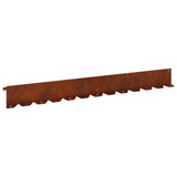 Lawn Edging 20 pcs 102 x 10 x 4 cm Steel Rusty - Front View