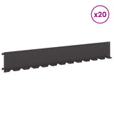 Lawn Edging 20 pcs 102 x 15 x 4 cm Steel Black