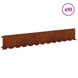 Lawn Edging 10 pcs 102 x 15 x 4 cm Steel Rusty - Side View