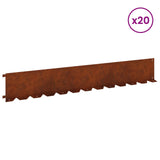 Lawn Edging 20 pcs 102 x 15 x 4 cm Steel Rusty - Side View