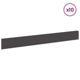 Lawn Edging 10 pcs 100 x 12 cm Steel Black - Side View